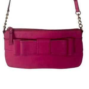 Kate Spade Celina Avenue Pink Bow Crossbody Magenta Leather Gold Tone